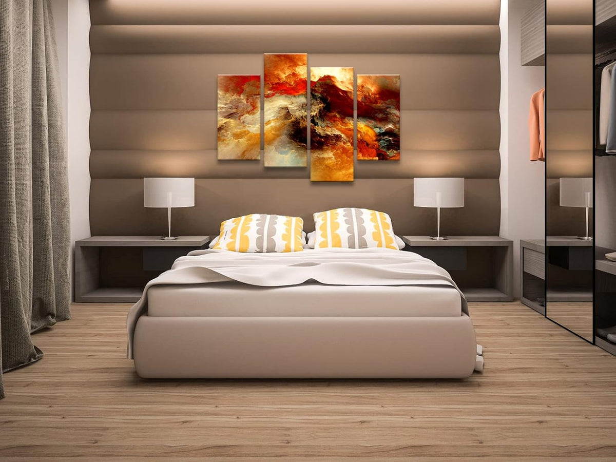 4 Piece Orange Abstract Stretched Framed Canvas Wall Art F164995