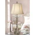 Crystal Antique White Candlestick Table Lamp with Beige Bell Shade K9826