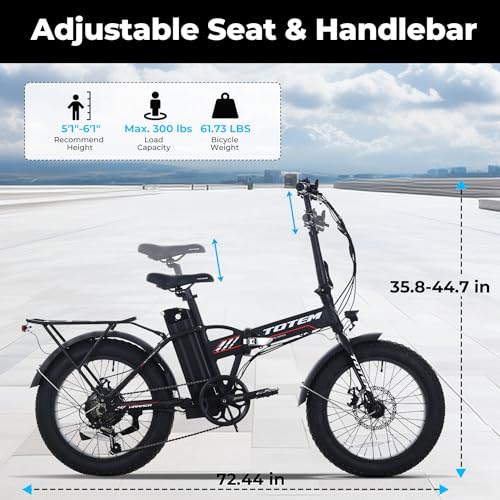 20"X4" Fat Tire Folding Electric Bike with 48V 10.4Ah Removable Battery C47648