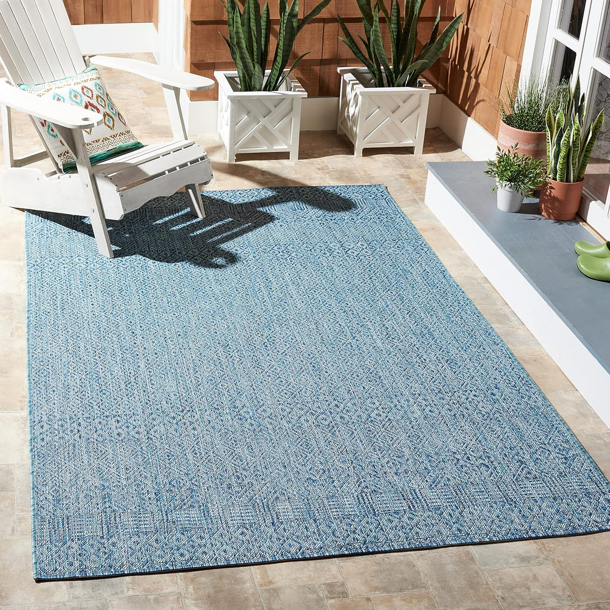 Ivory Green Round Indoor Outdoor Area Rug G98285