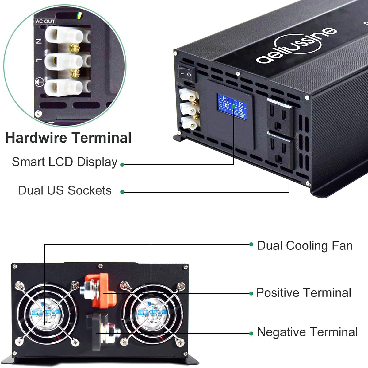 3000 Watt Pure Sine Wave Inverter 48v dc to ac 110v 120v F460