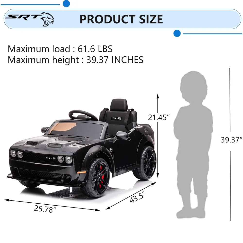 Black Licensed Dodge Challenger Battery Powered Kids Electric Car F1628