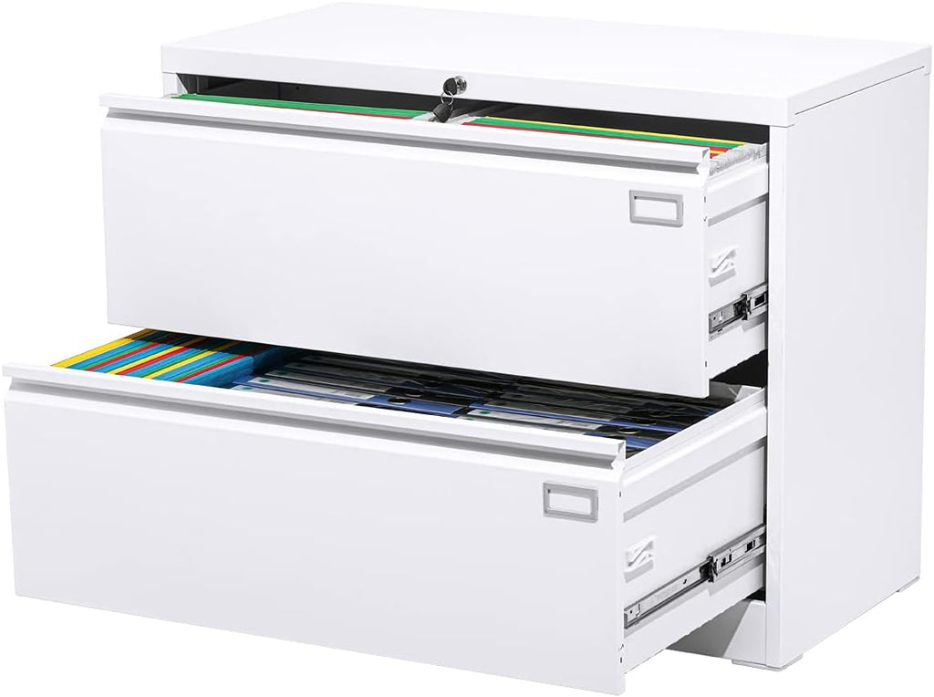 White 4 Drawer Metal Lateral File Cabinet with Lock Q215