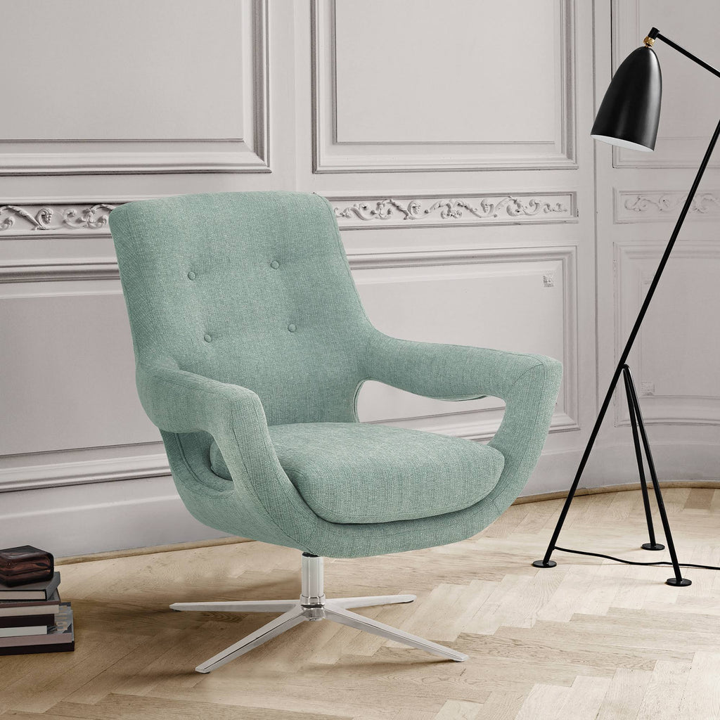 Spa Blue Fabric Adjustable Swivel Accent Chair Y3142