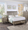 King Size Bed and 2 Nightstands Grey Wooden Veneer 3pc Set G143122