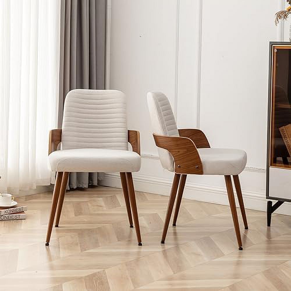Beige Upholstered Dining Chairs with Metal Legs X514