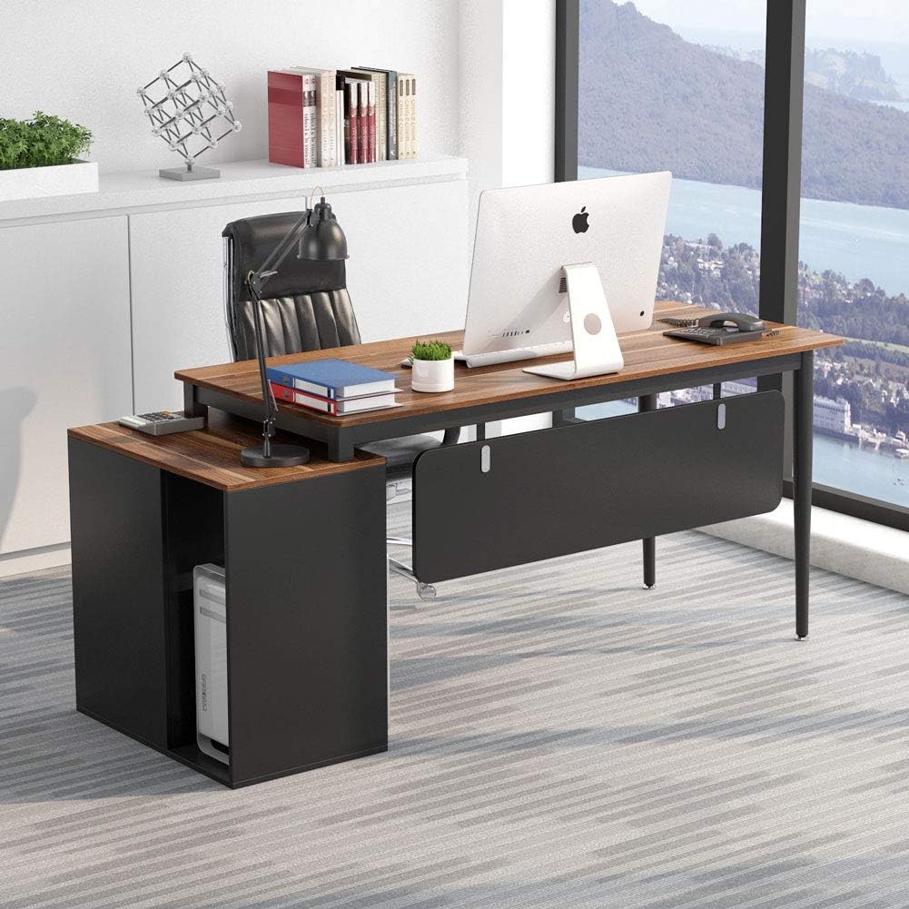 55 inch Computer Desk with Storage Cabinet and Drawer W6478