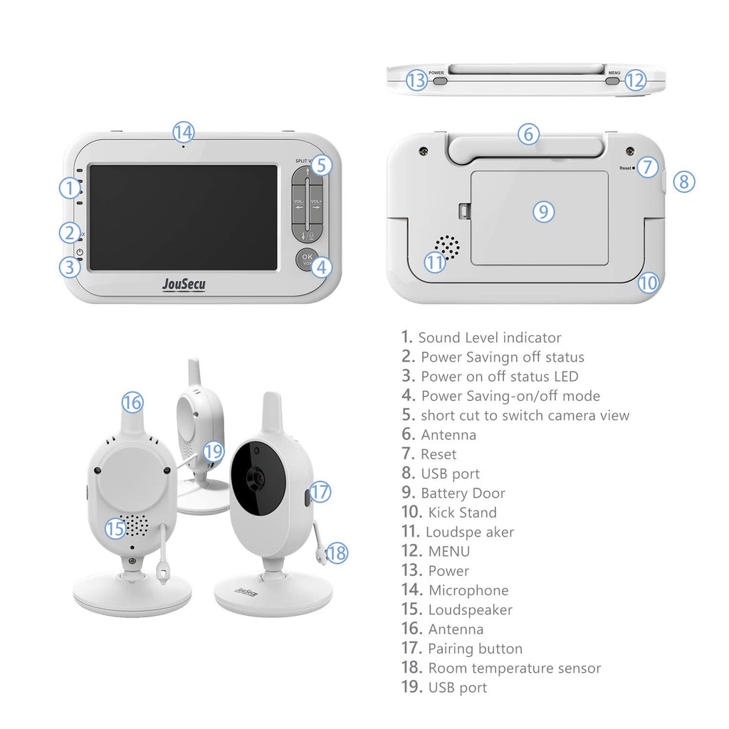 4.3 Inches LCD Video Baby Monitor with Night Vision D8647