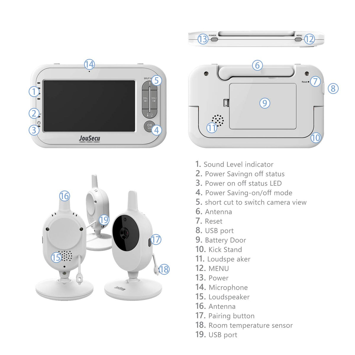 4.3 Inches LCD Video Baby Monitor with Night Vision D8647