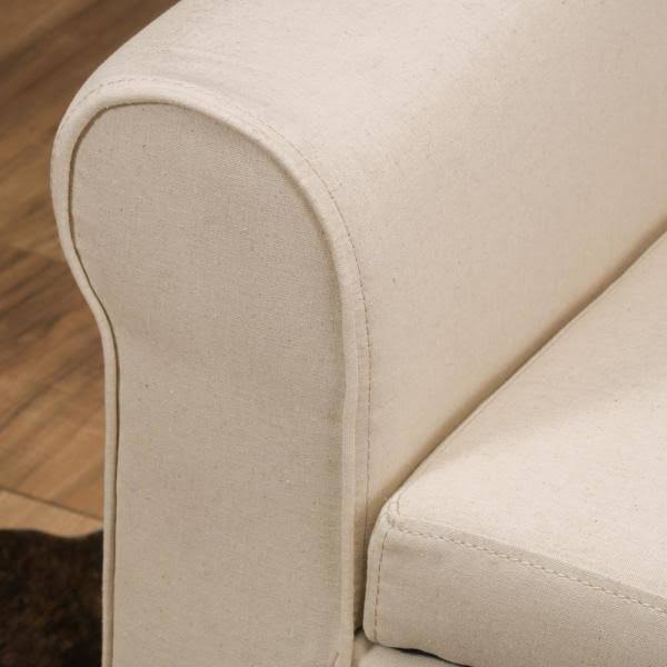 Beige Fabric Armed Storage Ottoman Bench T8133