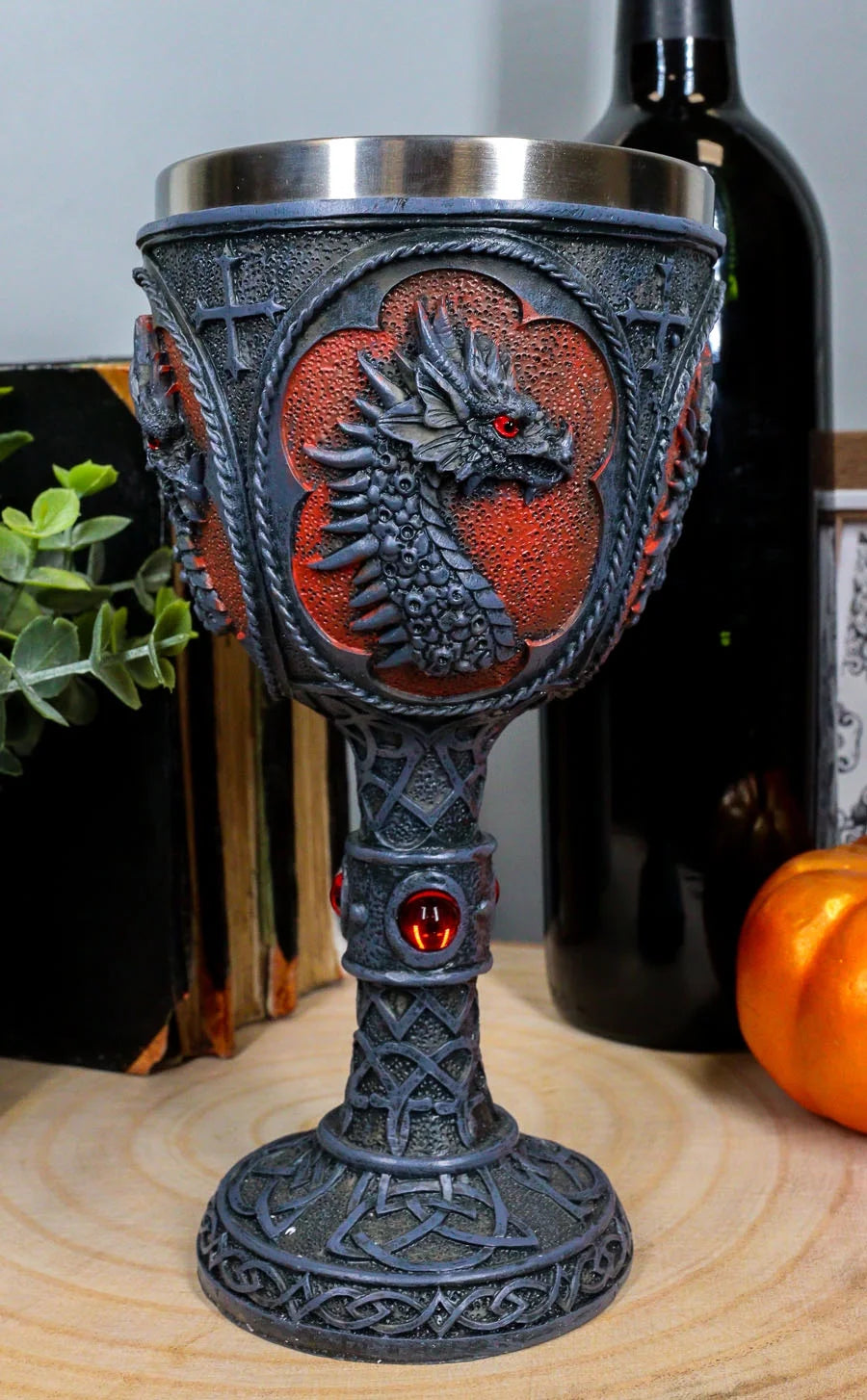 Celtic Knotwork Dragon Chalice Figurine 8oz Z543