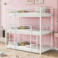 White Metal Triple Bunk Bed Twin Over Twin Over Twin with Built-in Ladder Z7345