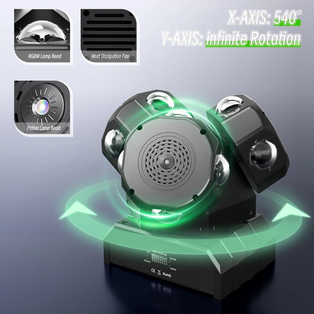 3 Head RGBW DMX512 LED Moving Head Stage Light X774896