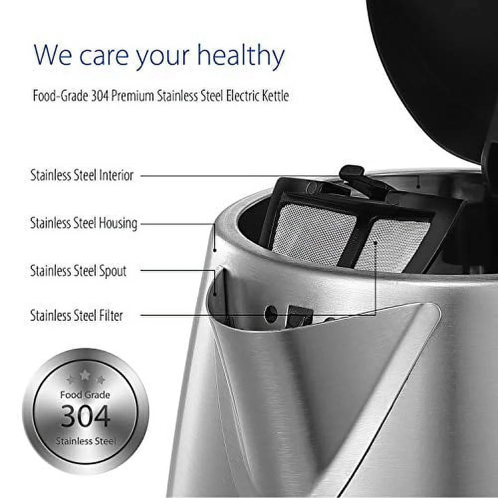 Stainless Steel Cordless Electric Kettle 1500W 1.7 Liter I393703