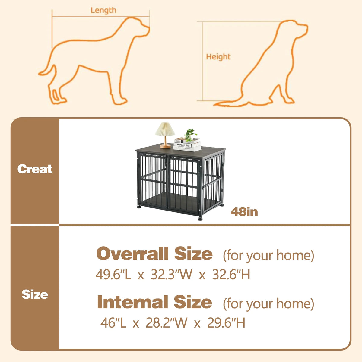 48Inch Heavy Duty Wooden Dog Crate N30048