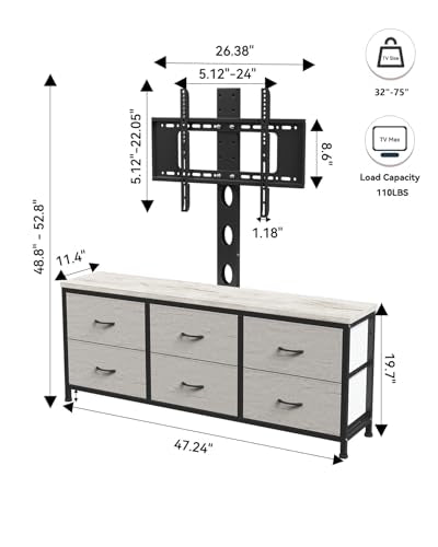 Black TV Stand with Mount and 6 Drawer Dresser B936116