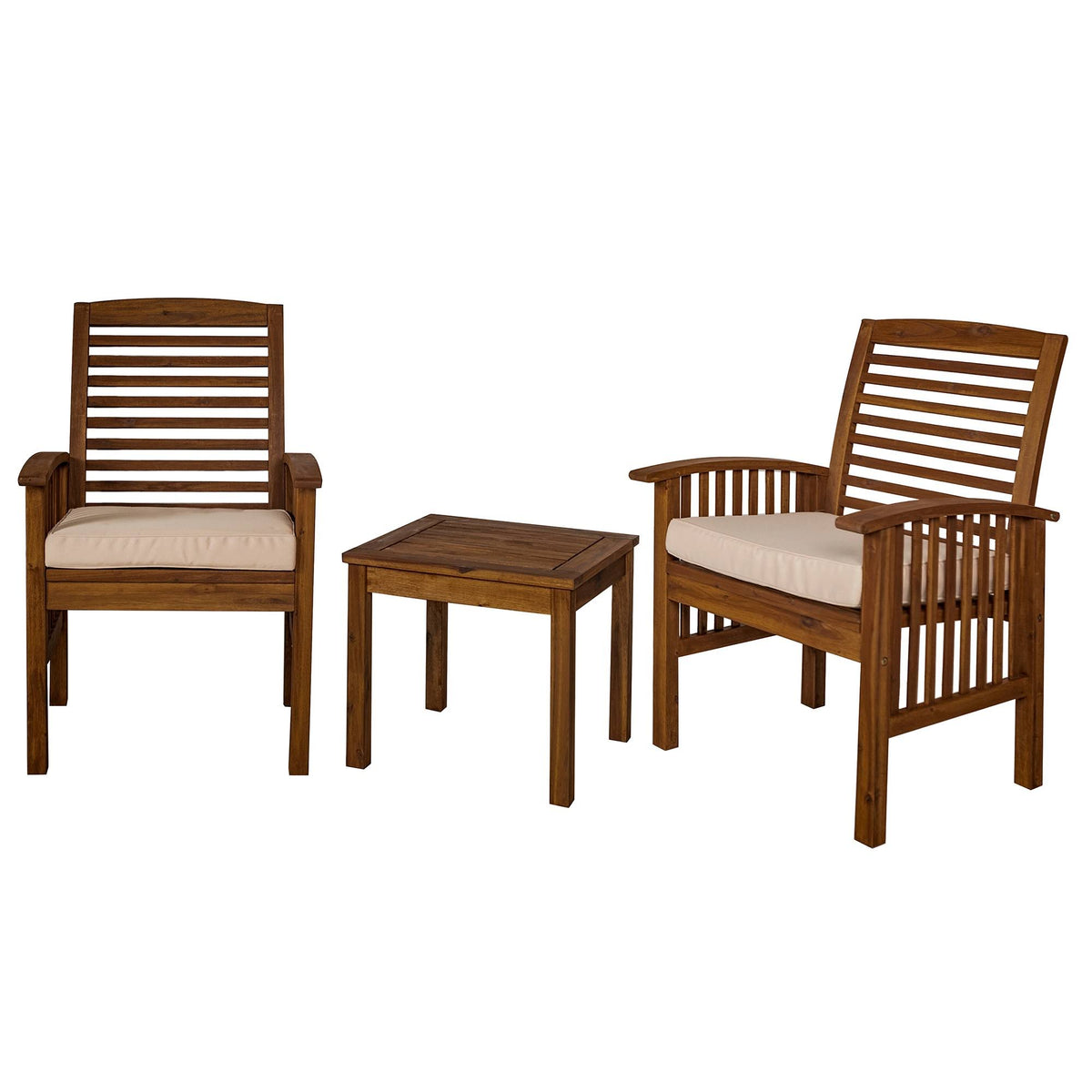 3PC Acacia Wood Patio Chairs and Side Table Espresso Brown Q97518