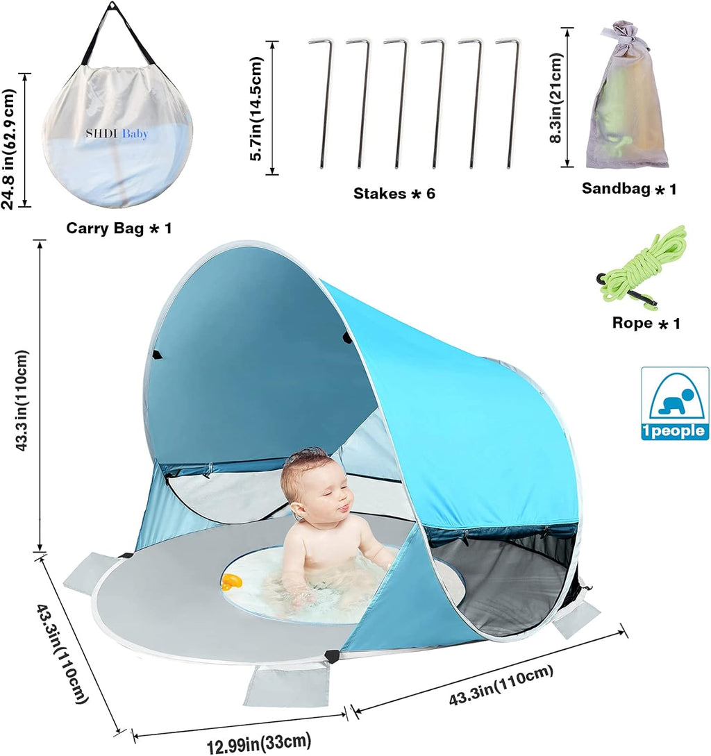 Large Pop Up Baby Beach Tent with Pool V692200