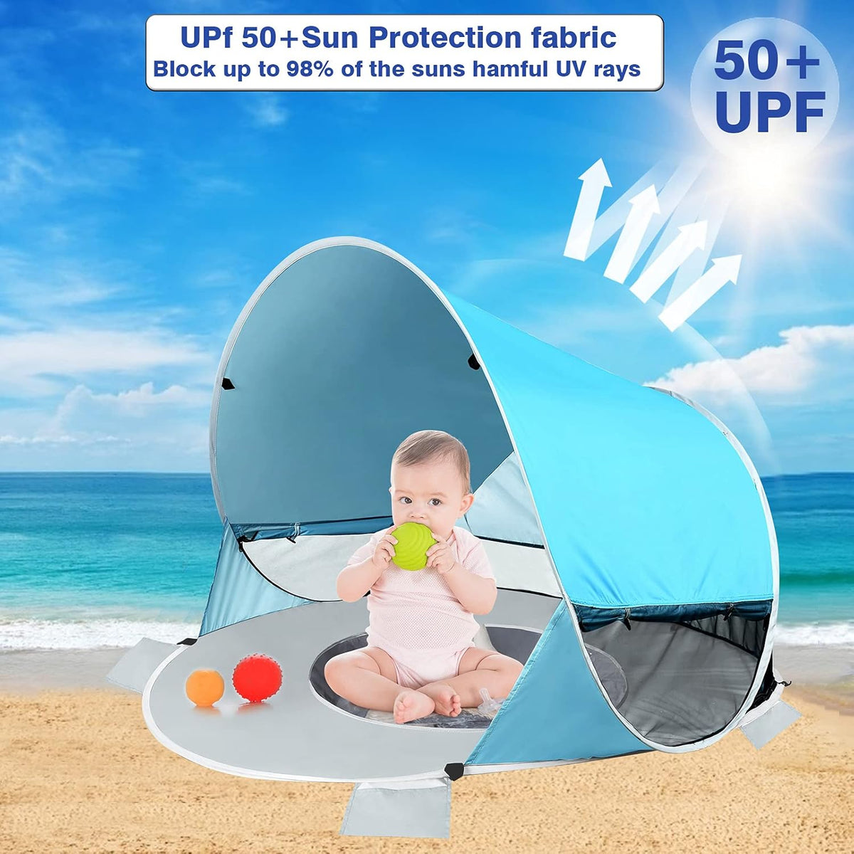 Large Pop Up Baby Beach Tent with Pool V692200