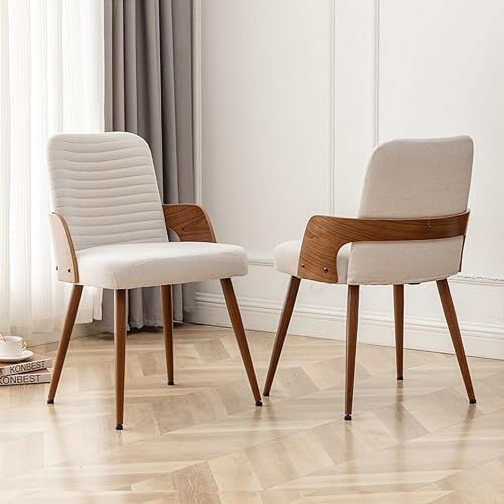 Beige Upholstered Dining Chairs with Metal Legs X514