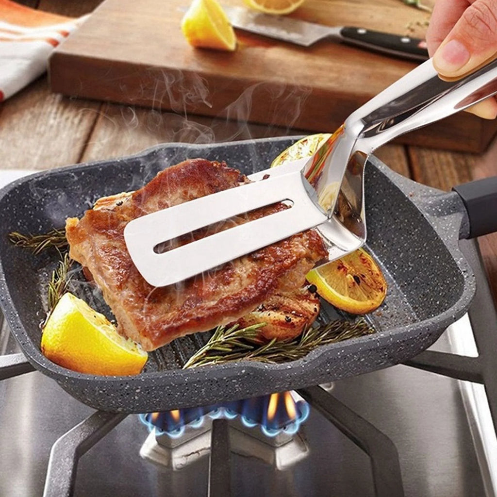 Stainless Steel Double-Sided Shovel Clip Kitchen Tongs T440239