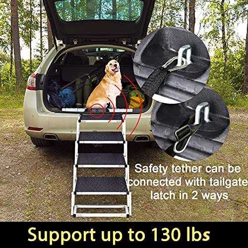Extra Wide Foldable Dog Car Stairs with Nonslip Surface F129