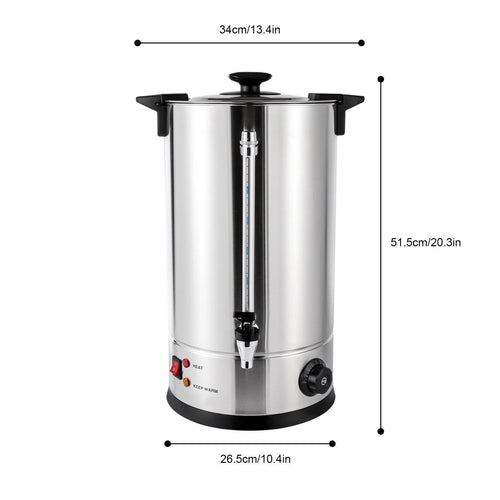 15L Stainless Steel Electric Tea Urn Hot Water Boiler 1400W I257315