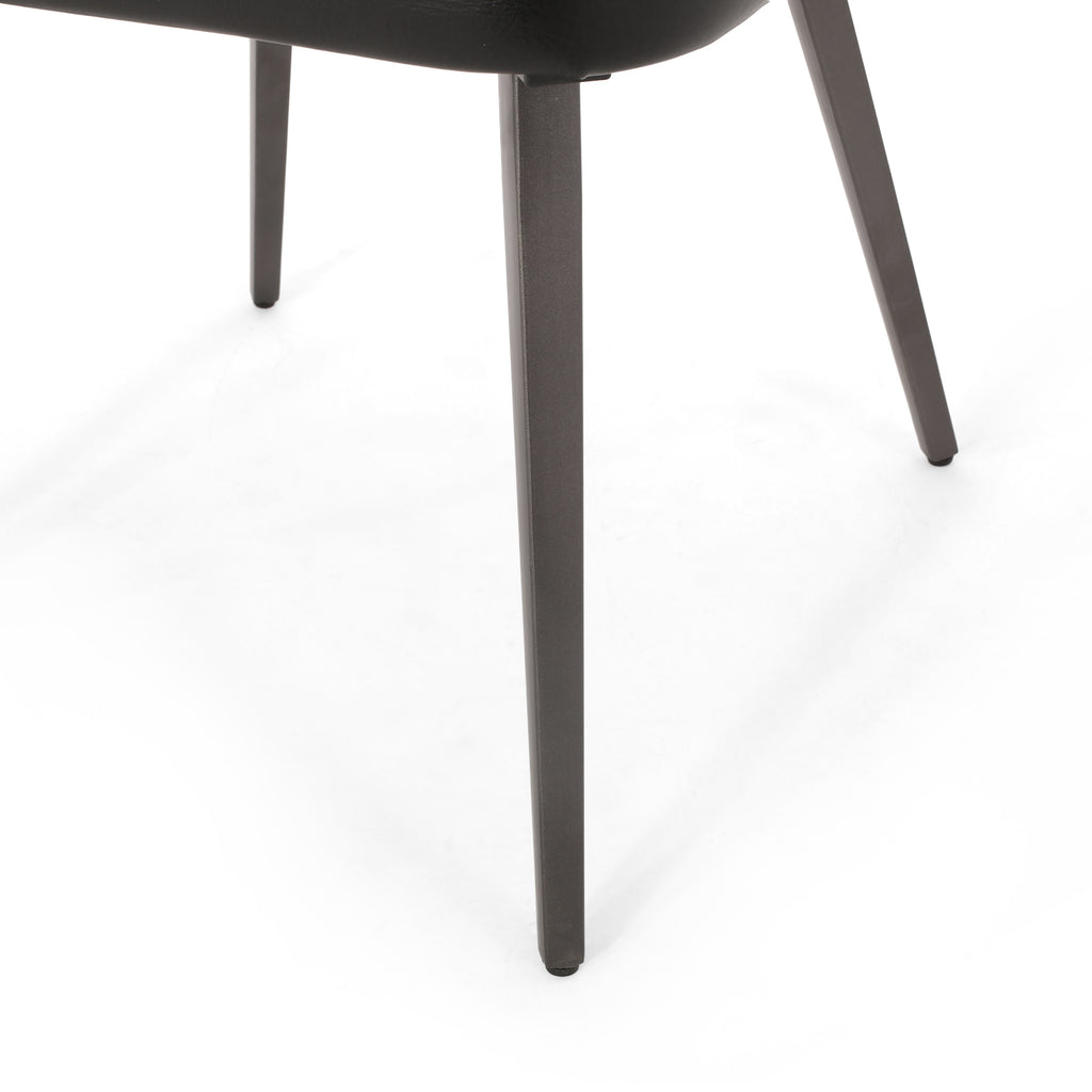 7 Piece Faux Leather Metal Wood Dining Set O346767