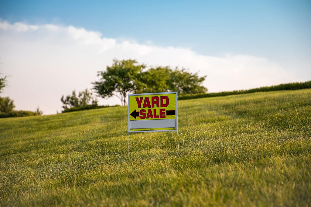 Yard Sale Sign with U-Stake, 32" H x 26" W, Yellow and Red, 10 Count Pack of 2 K131033