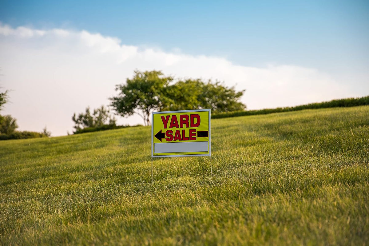 Yard Sale Sign with U-Stake, 32" H x 26" W, Yellow and Red, 10 Count Pack of 2 K131033