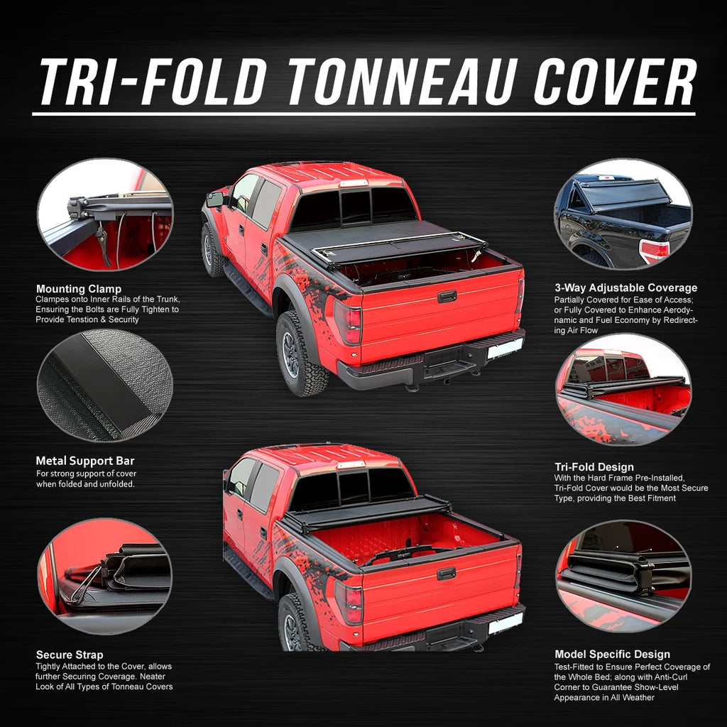 Adjustable Tri-Fold Soft Top Tonneau Cover Z789