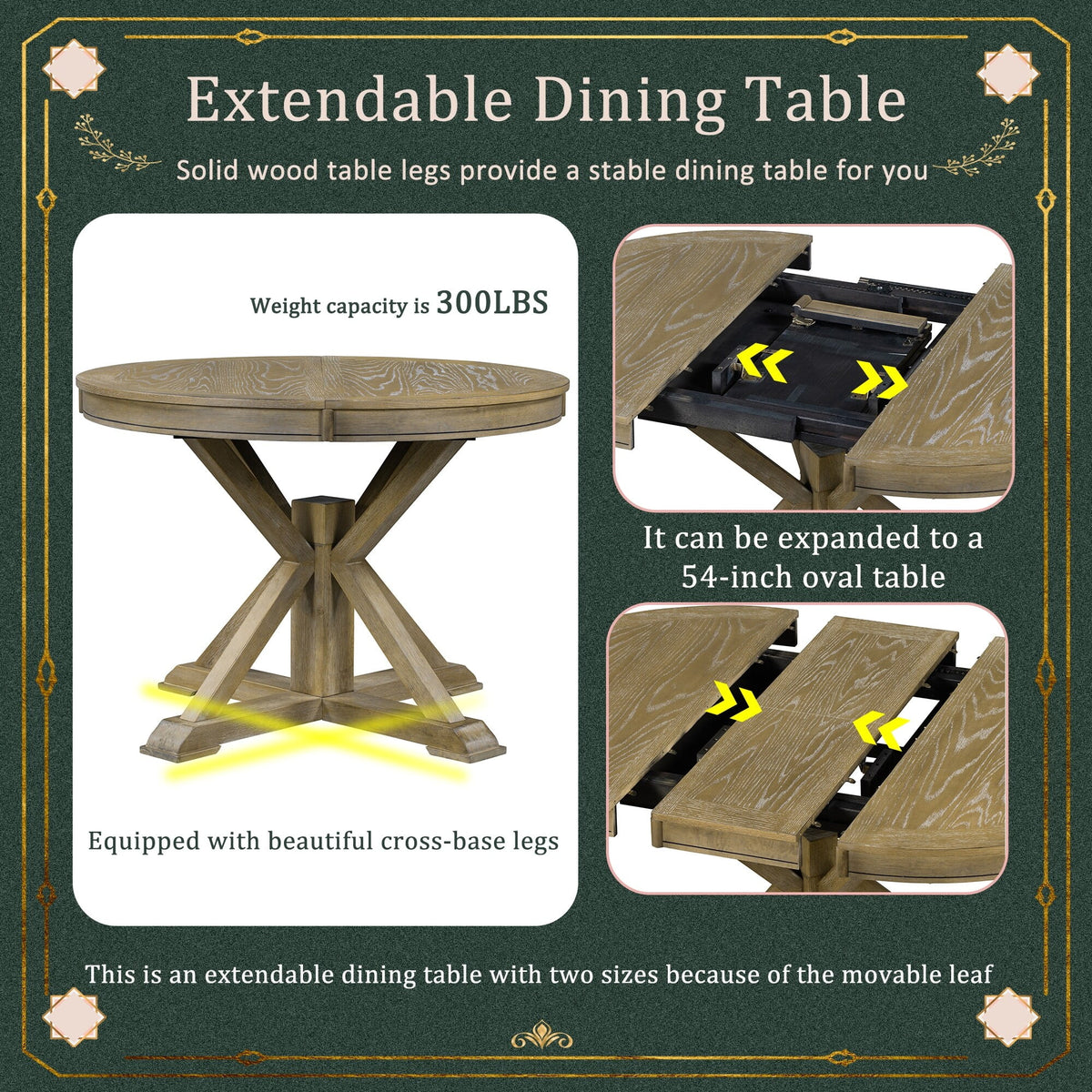 5 Piece Extendable Dining Table Set with 4 Upholstered Chairs X768