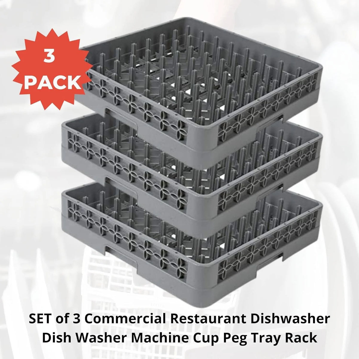 Commercial Dishwasher Cup Peg Tray Rack Set of 3 M18604