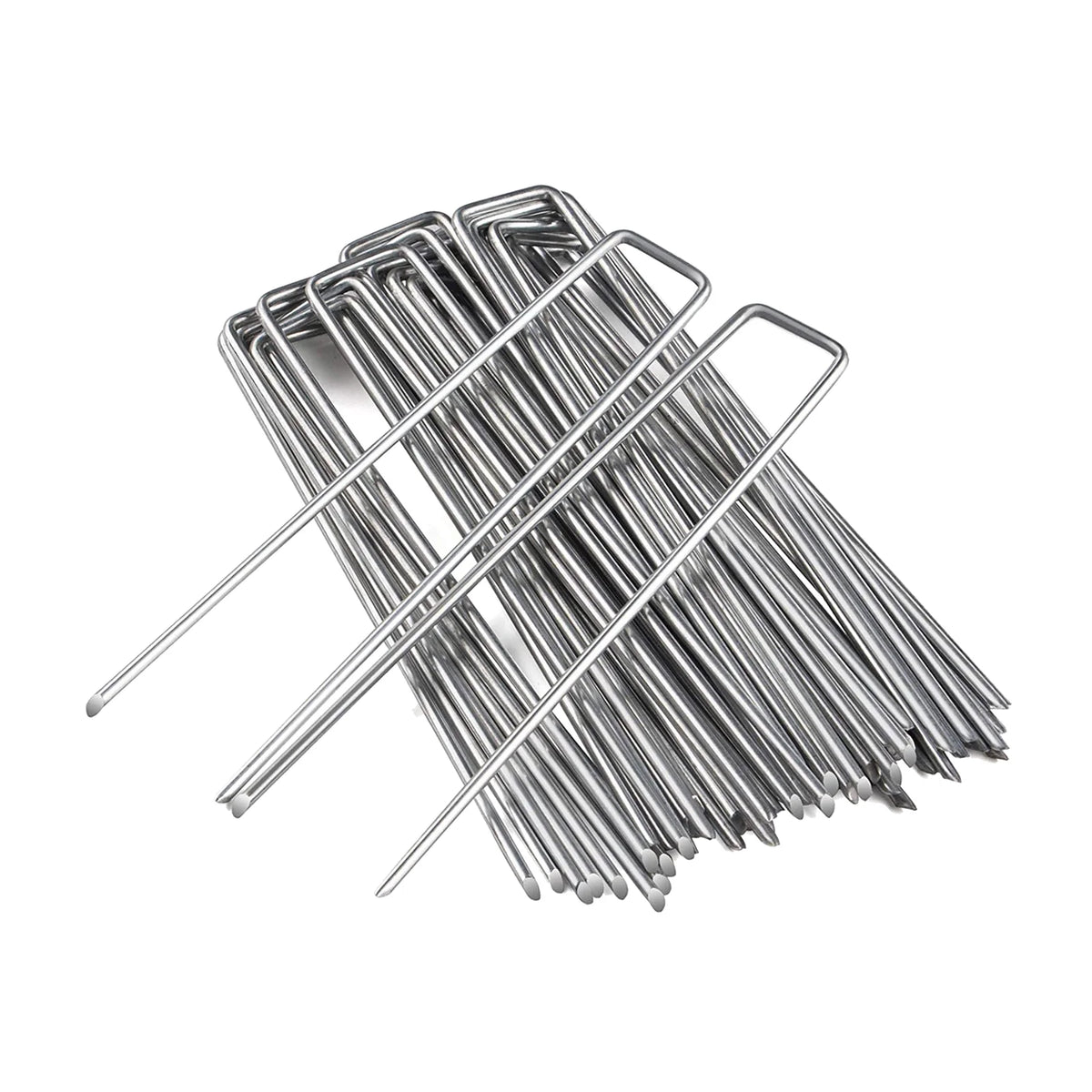50 Packs Galvanised Turf Staples Ground Pegs S9653