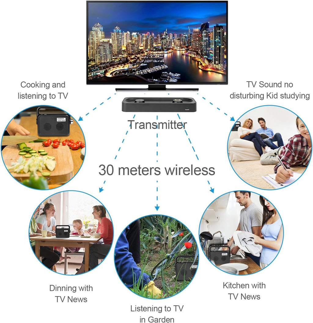 Portable Wireless TV Speakers with Headset Jack R4502