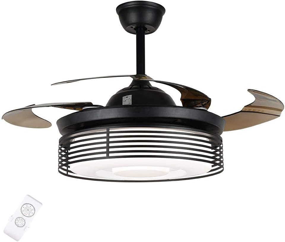 42 Retractable Ceiling Fan with LED Lights Black Matte S78461
