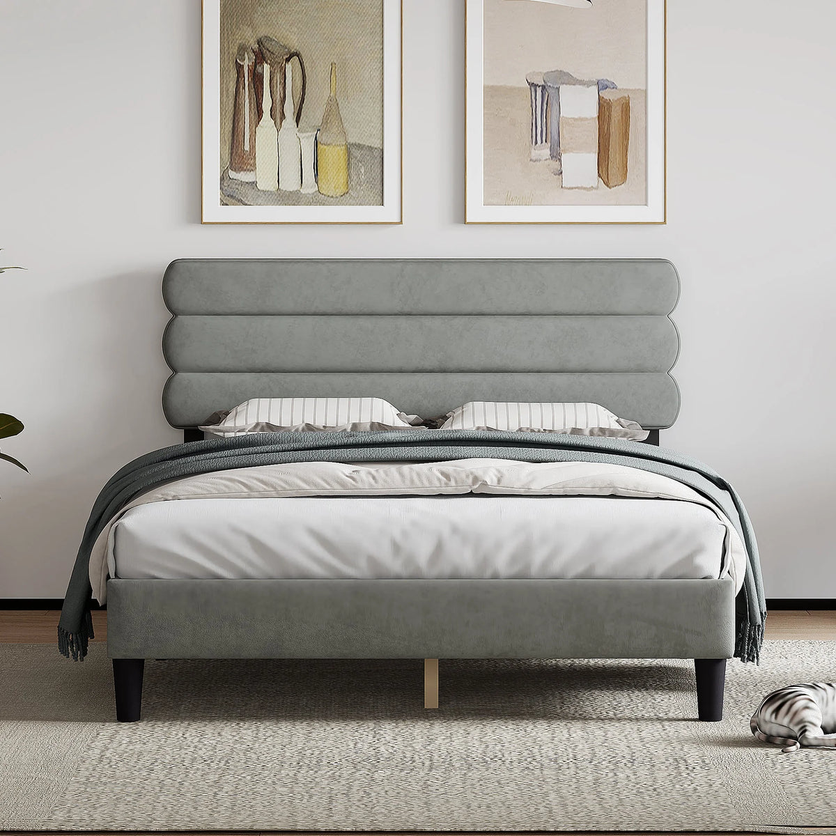 Queen Size Bed Frame Light Gray G54043