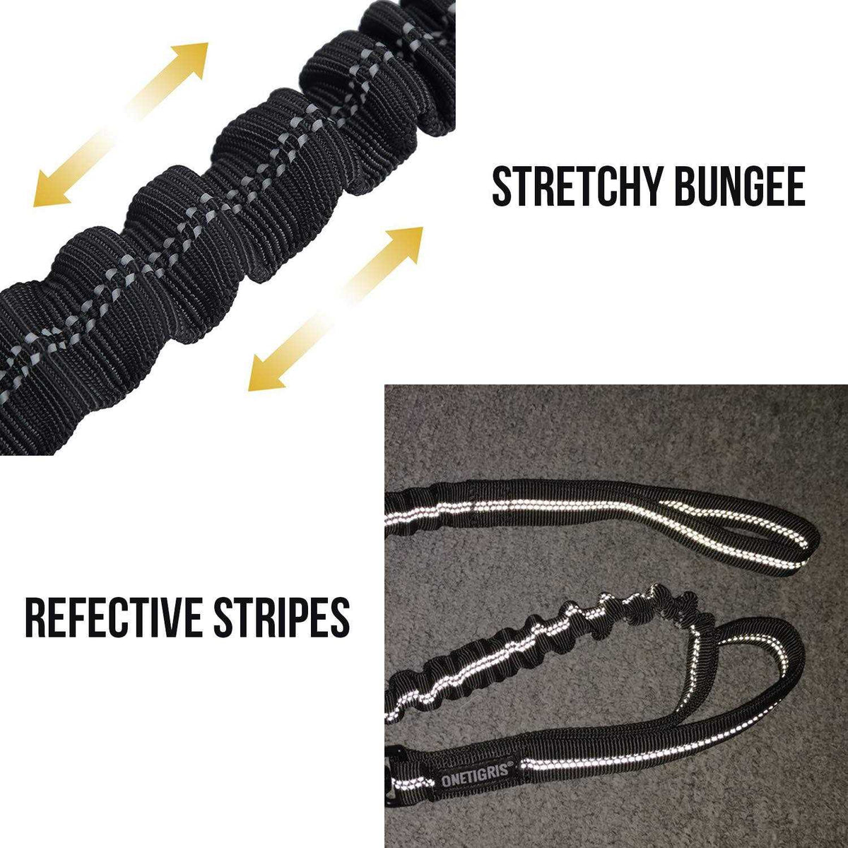 Tactical Dog Training Bungee Leash with 2 Control Handle Quick Release Nylon Leads Rope N75600