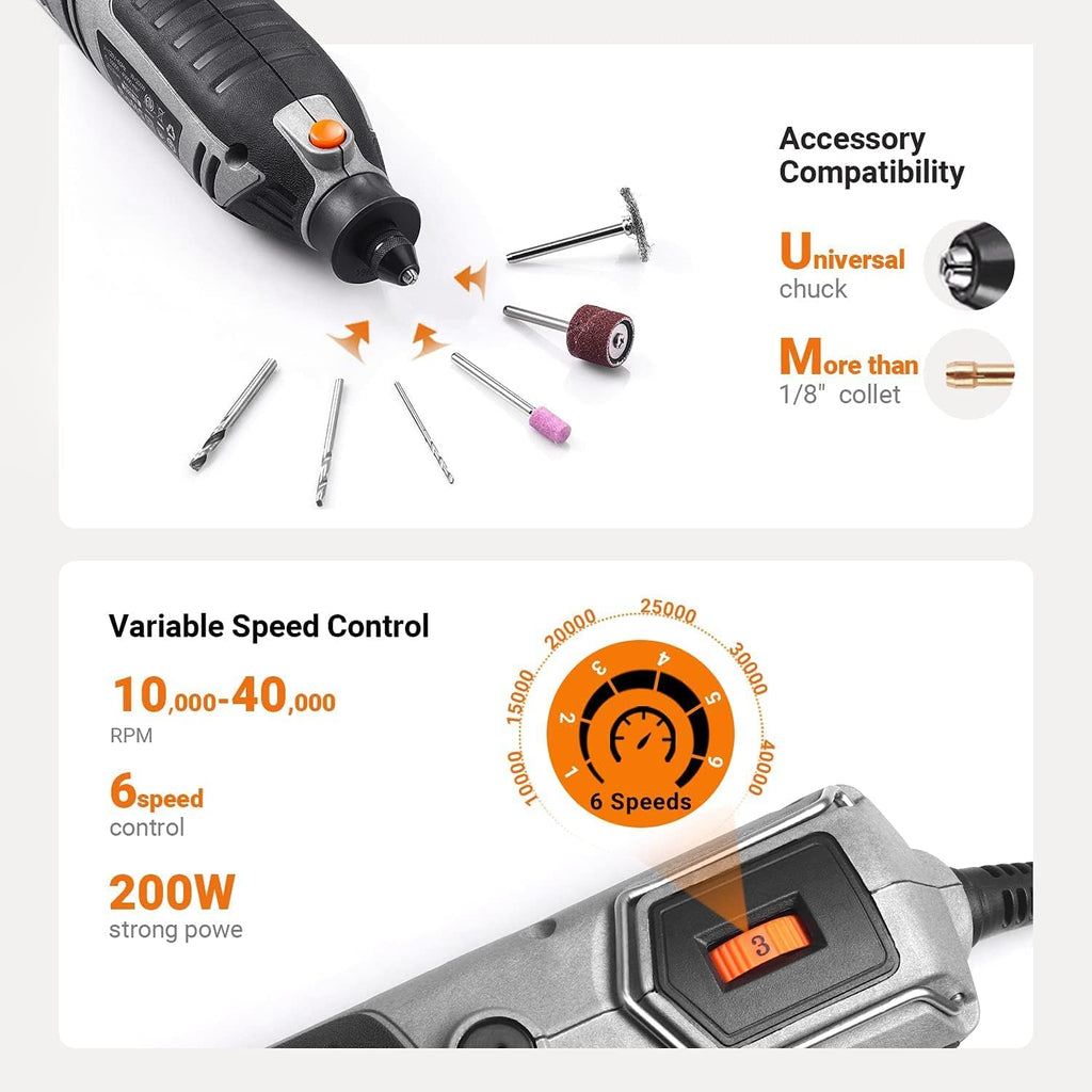 Rotary Tool 200W Variable Speed with 170 Accessories Pack of 2 T459