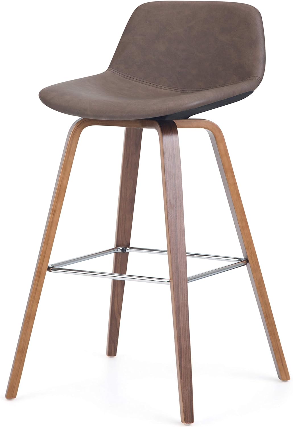 Distressed Chocolate Brown Vegan Faux Leather Bentwood Counter Height Stool Set Of 2 K650