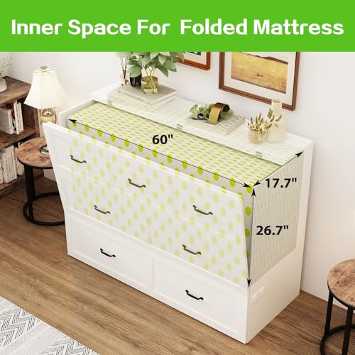 Full Size Murphy Bed Cabinet with Charging Station & Drawer Y2265