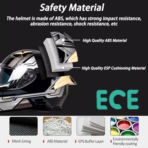 Motorcycle Helmet with Bluetooth, Full Face Helmet, ECE Certified Clear Visor B43842
