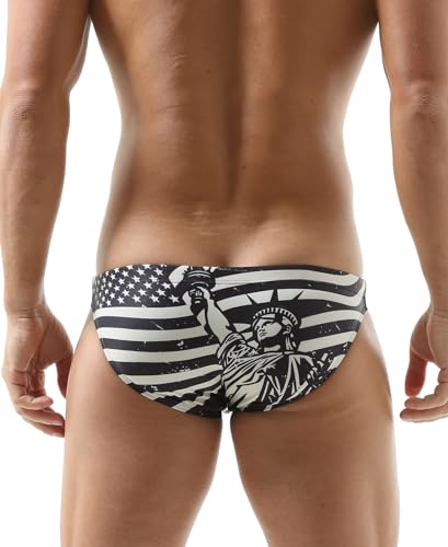 Mens Swim Briefs American Flag Swimwear C49879