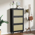 Black Rattan 3 Drawer Narrow Shoe Cabinet X967386