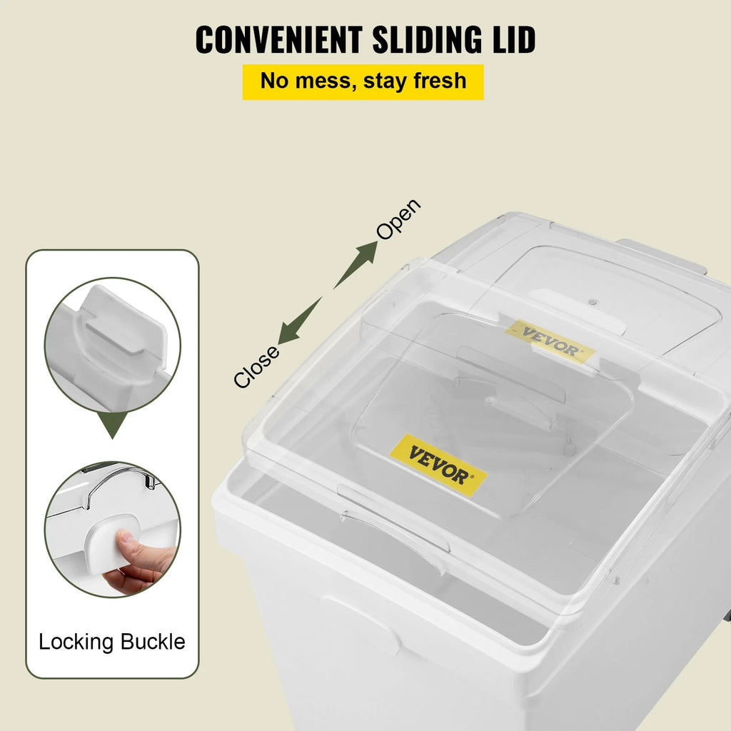 10.5 Gallons PP Ingredient Storage Bin with Scoop and Sliding Lid, 3 Pcs/Set W944723
