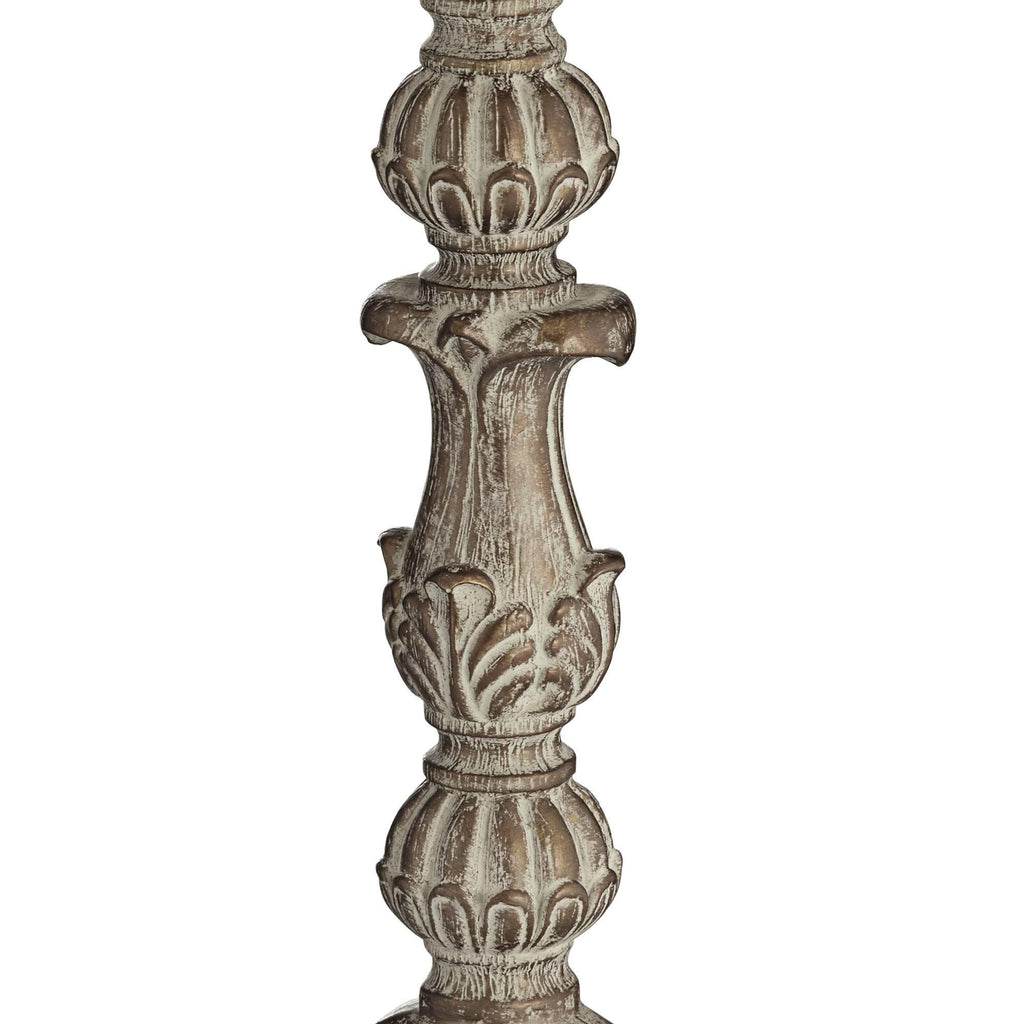Crystal Antique White Candlestick Table Lamp with Beige Bell Shade K9826