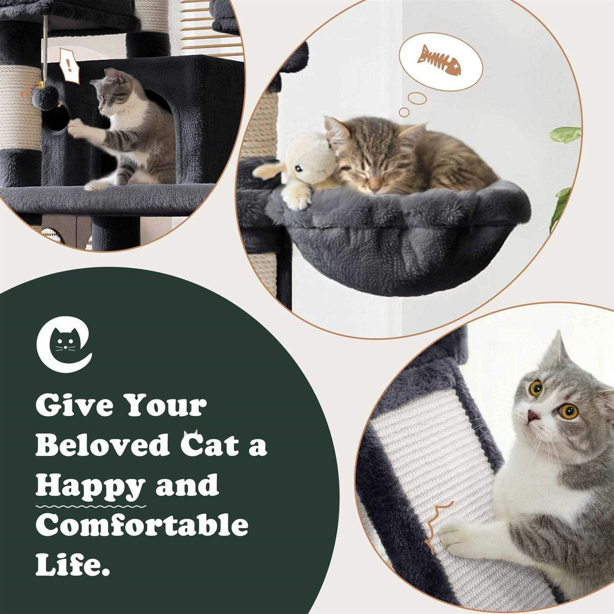 68 Inch Multi-Level Cat Tree with Scratching Posts L524323