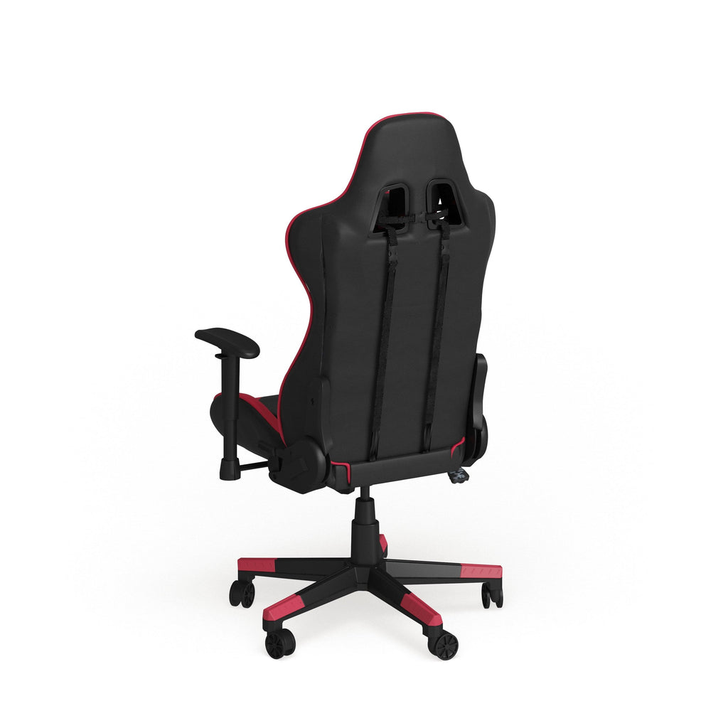 Racing Ergonomic Chair with Fully Reclining Back in Red LeatherSoft X8681