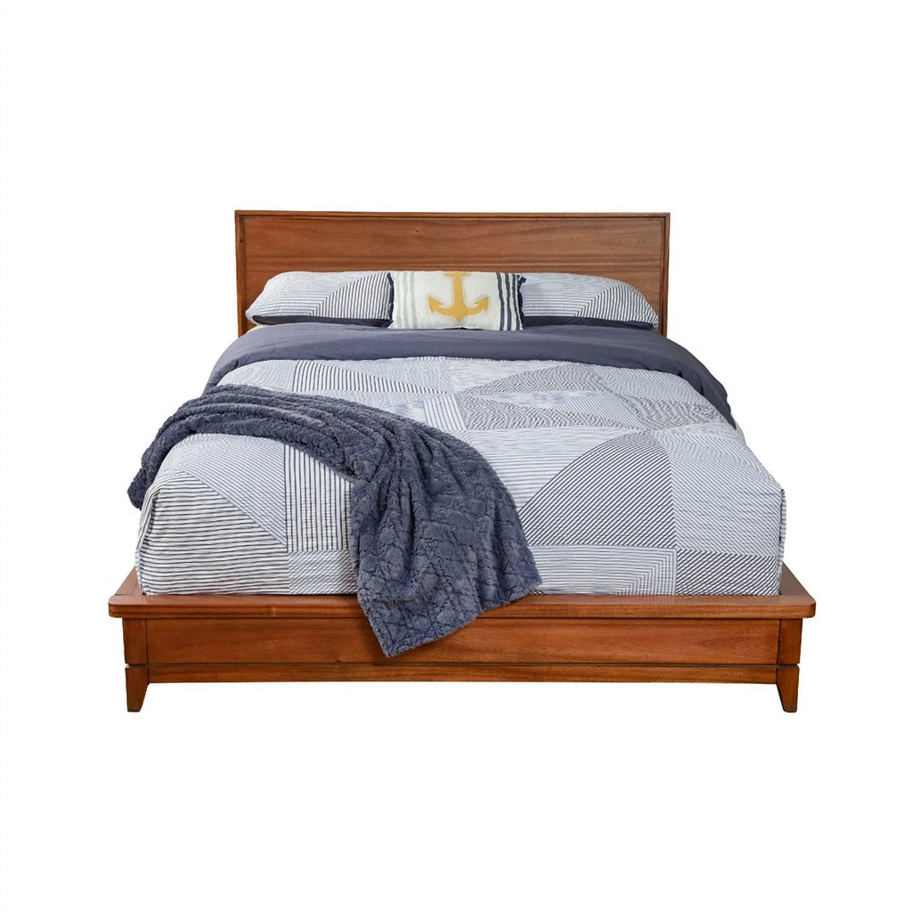 King Platform Bed with Sleigh Panel Headboard E643