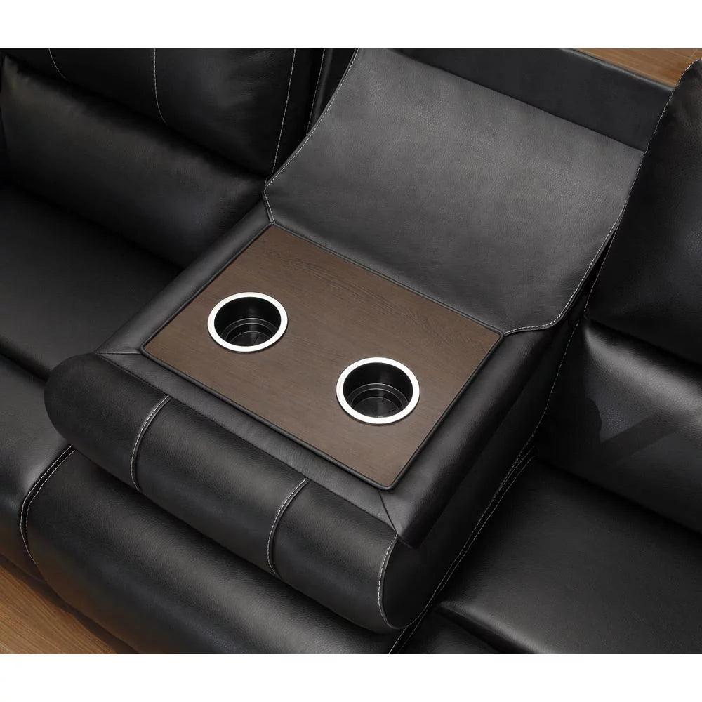 Black Transitional Sofa with Pillow Arms P719199